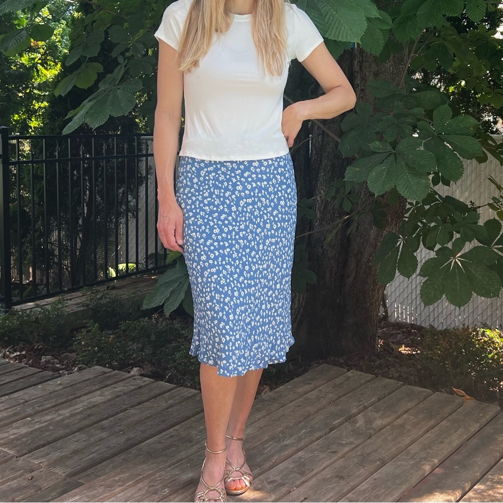 Rails Blue A-Line Midi Skirt